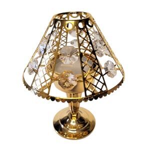 Millennium Lamp Figurine 24K Gold Plated Austrian Crystal USA Made *FLAW*